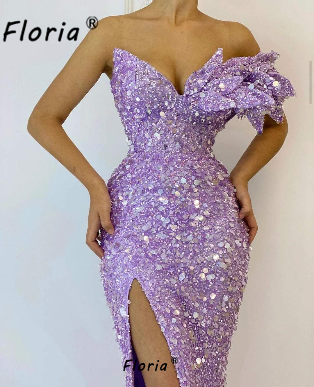 Women'S Formal Wear For Wedding Guest - Customized Light Purple Prom Dress One