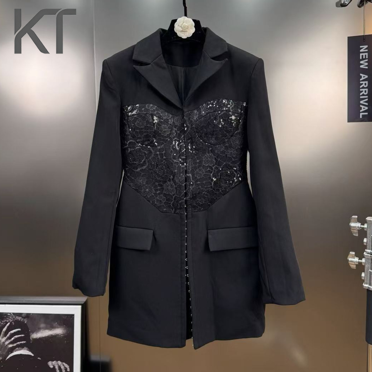Women'S Elegant Formal Wear - KT Elegant Lace Sequin Blazer Dress