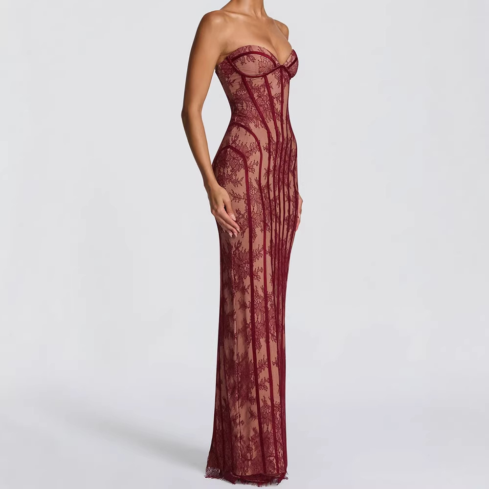 Shift Dress Sleeveless - Strapless Bodycon Maxi Dress for Women