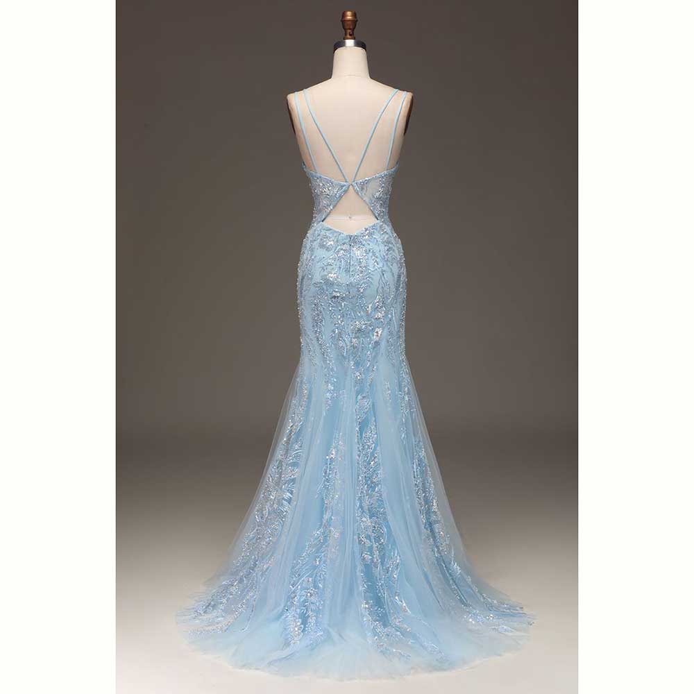 Elegant Light Blue Satin Women – обзор и цена Formal Dress Female