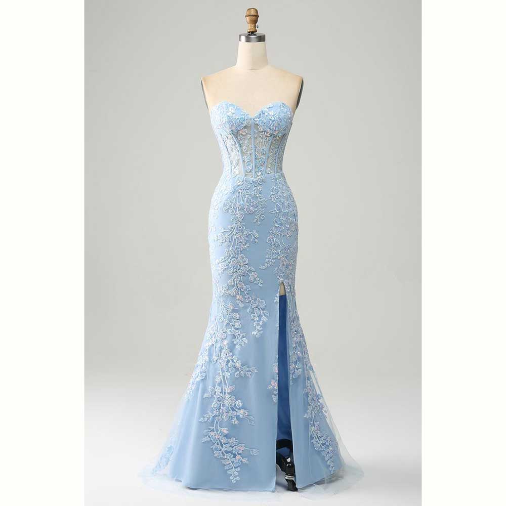 Elegant Light Blue Satin Women – обзор и цена Formal Dress Female