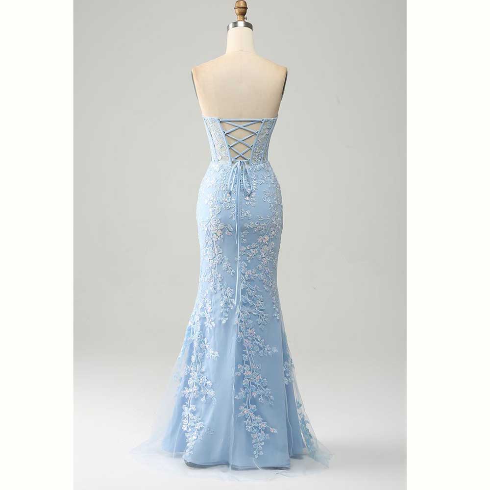Elegant Light Blue Satin Women – обзор и цена Formal Dress Female