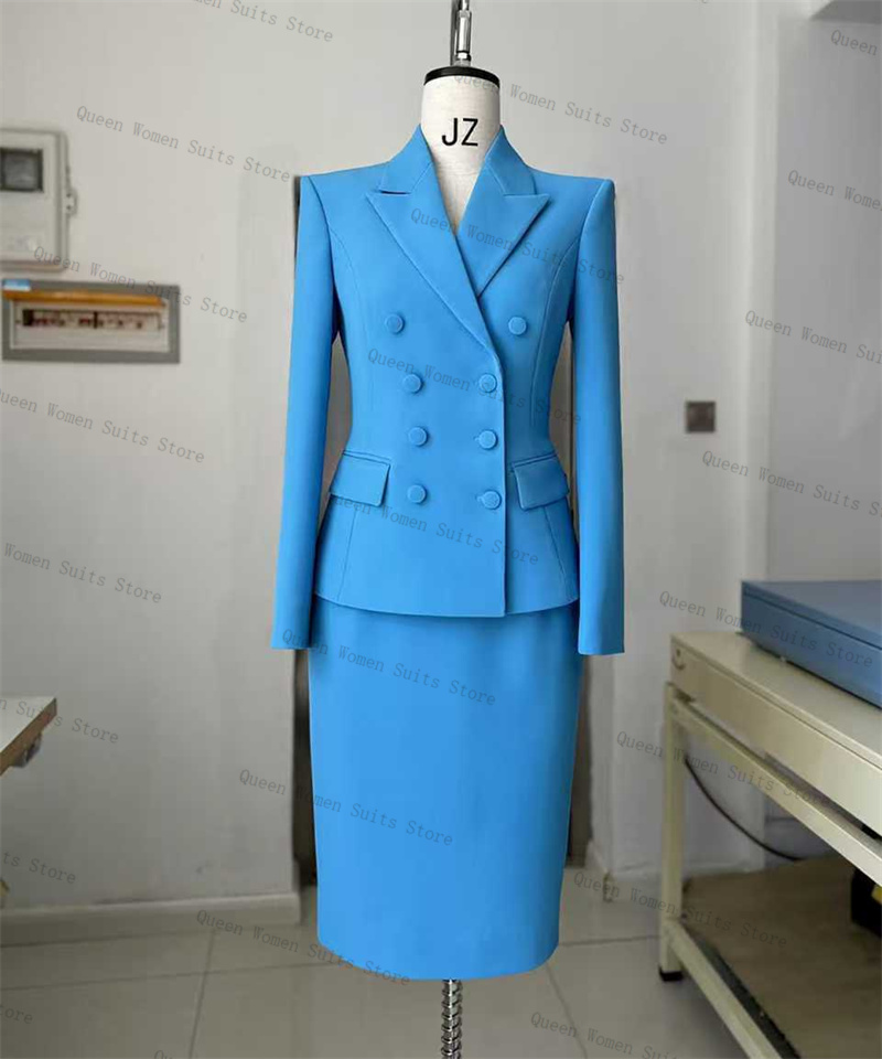 Sky Blue Women Suit Skirt Set  – обзор и цена Women'S Formal Wear For Wedding Guest