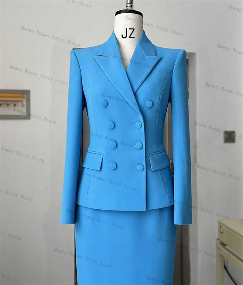 Sky Blue Women Suit Skirt Set  – обзор и цена Women'S Formal Wear For Wedding Guest