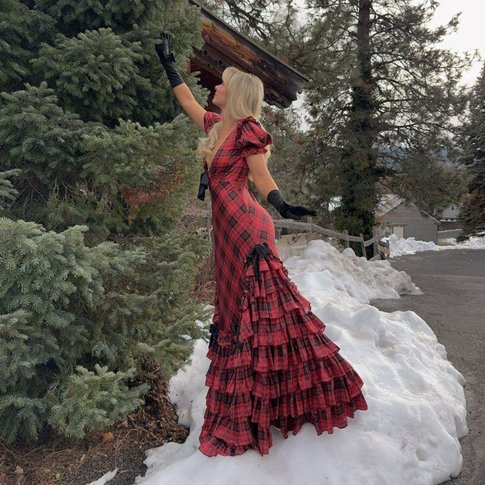 Simple Red Black Grid V Neck S – обзор и цена Formal Dress Female