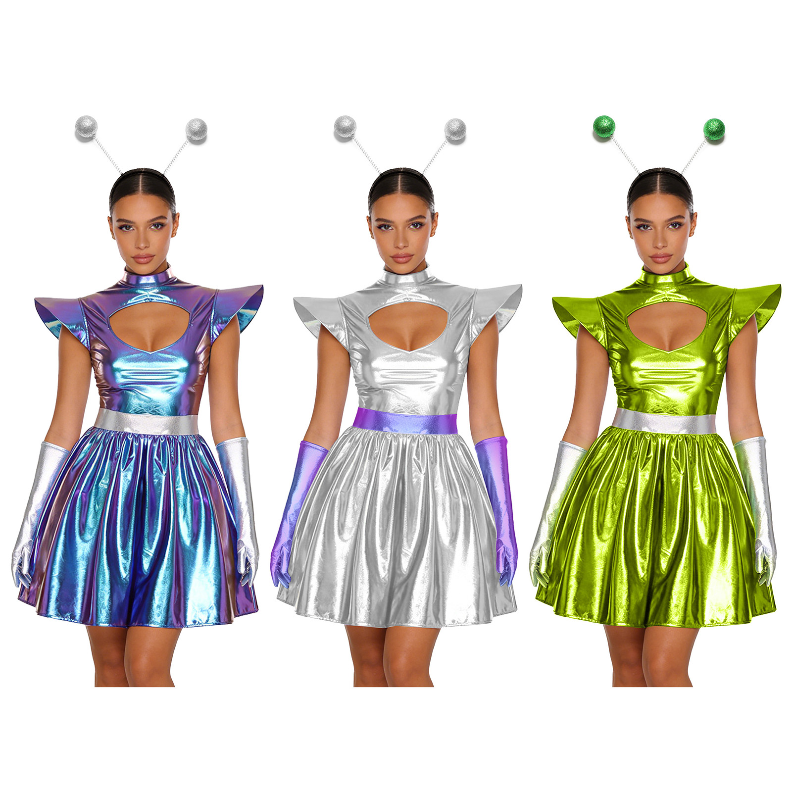 Women Shiny Alien Outerspace C – обзор и цена Shift Dress Sleeveless