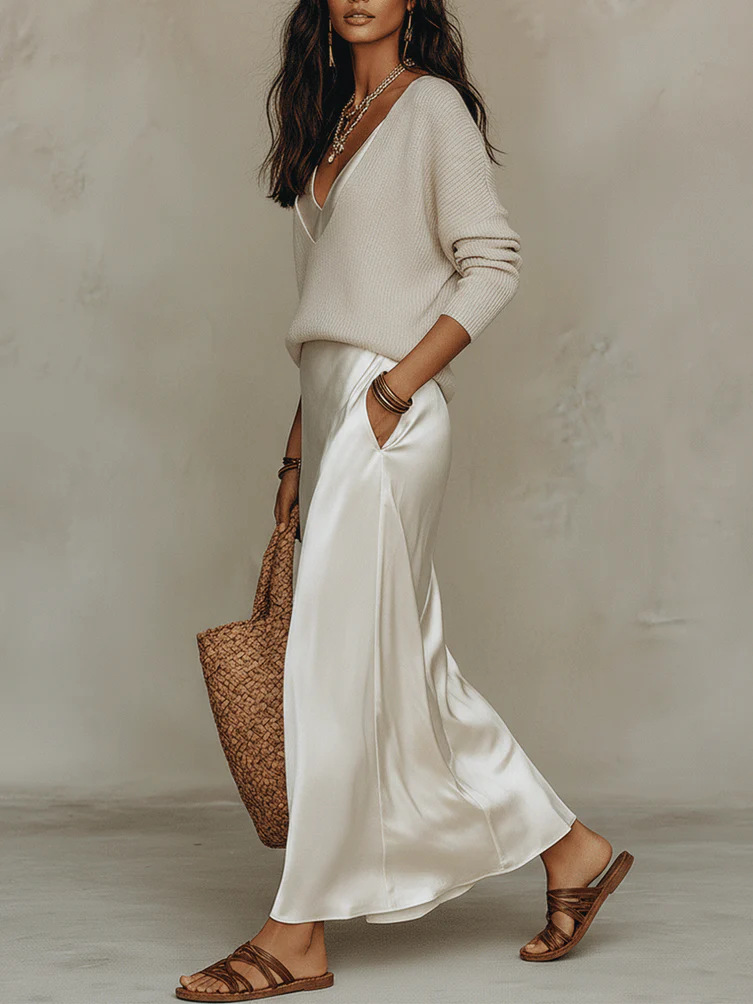 Chic Women's Satin Maxi Dress  – обзор и цена Shift Dress Sleeveless